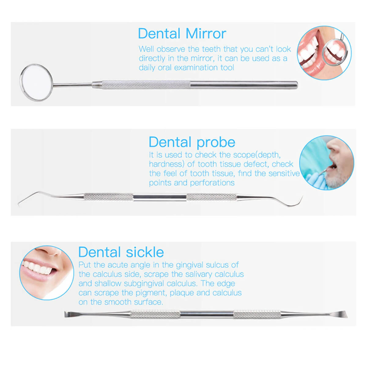 Trumaster Dental Kit, Tartar Calculus Plaque Remover Tooth Scraper Mirror