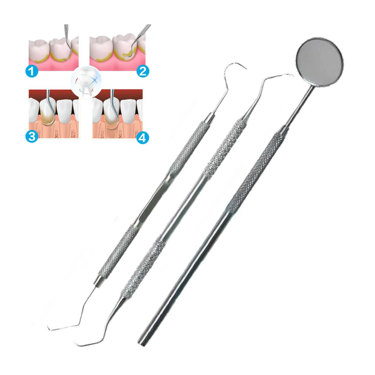 Trumaster Dental Kit, Tartar Calculus Plaque Remover Tooth Scraper Mirror